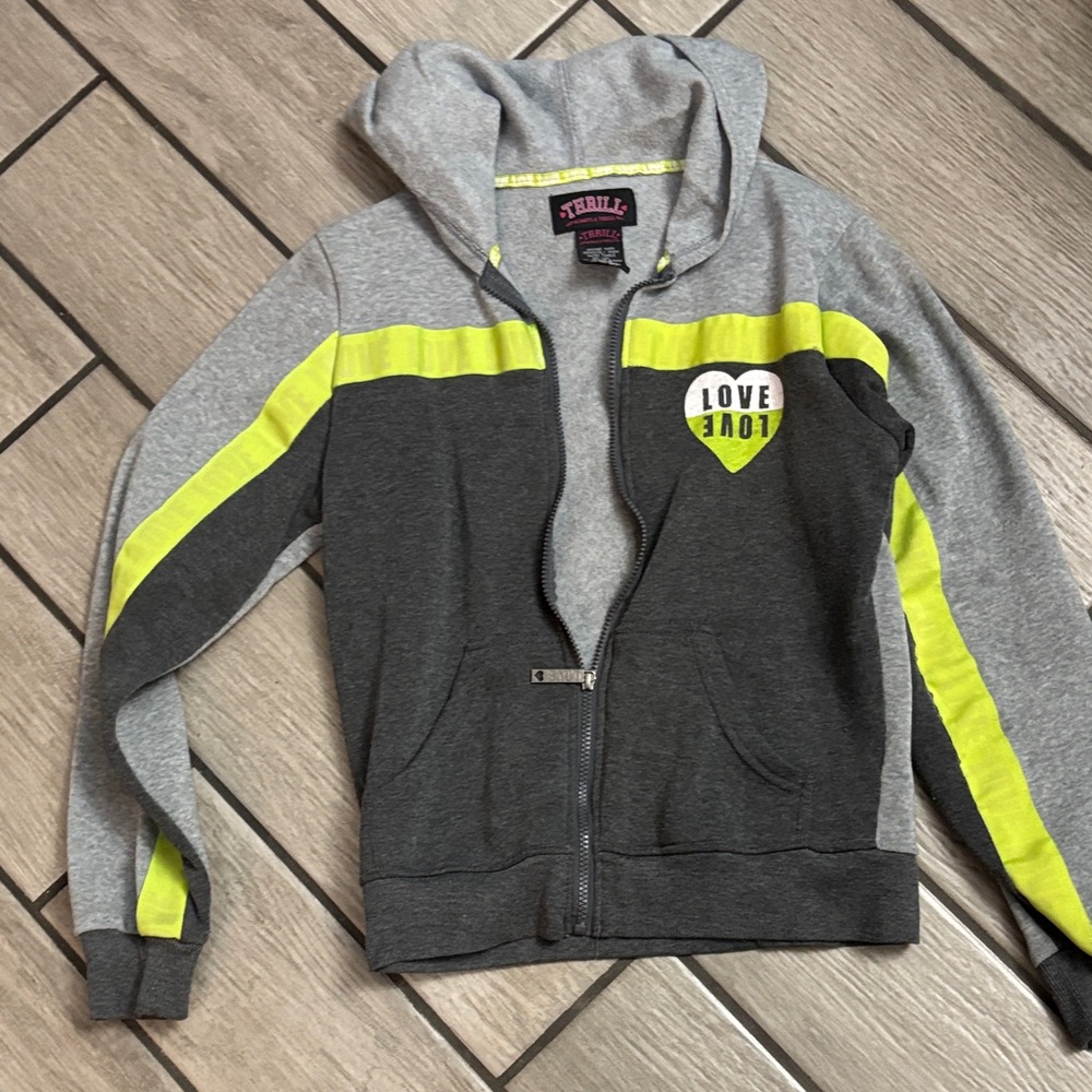 Terra & Sky Kids Hoodie with Gray and Neon Yellow Accents